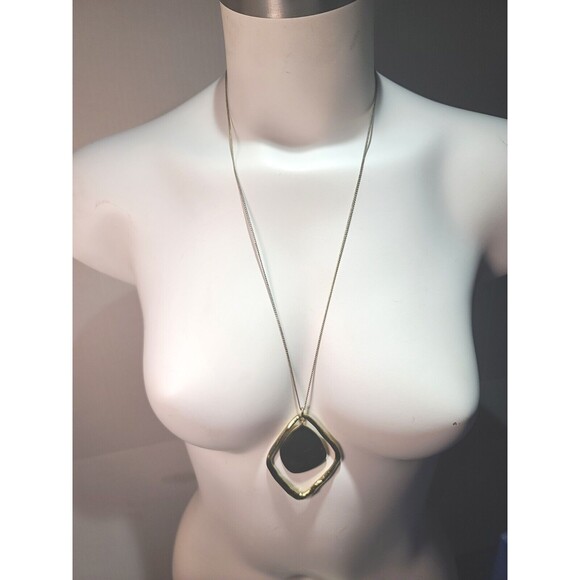 Vintage Stunning 32 " VCLM  Necklace Diamond Shaped Pendant Gold Tone - Picture 2 of 6